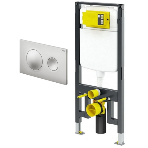 Viega 藏牆式水箱系統貼牆式座廁專用組合 - Visign for Style 20 沖水面板 (磨砂銀) + Prevista 藏牆式水箱系統連支架 (86101SV+8523)